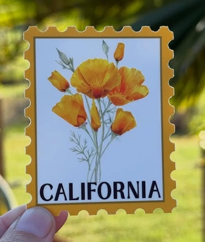 CA Poppy Stamp Sticker
