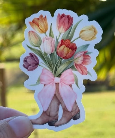 Flowers in Boots Stickers